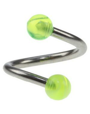 Curve Øyenbrynspiercing med Gule Kuler - 1.2 x 8 mm