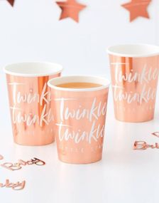 8 stk Rose Gullfarget Pappkrus 266 ml - Twinkle Twinkle
