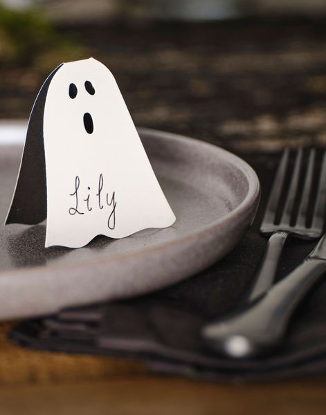 6 stk Spøkelsesformet Bordkort - Pumpkin Spice