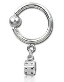 BCR Piercing med Hengende Terning - 1.6 x 12 mm