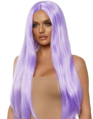 Lavendelfarget Ekstra Lang Parykk - Lyser under UV/Blacklight