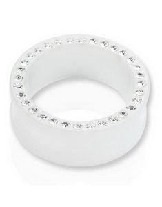 Hvit Tunnel Piercing med Klare Stener