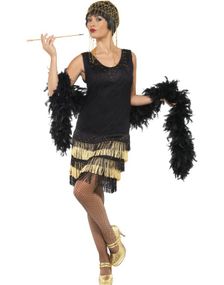 Svart og Gullfarget Flapper Kostyme
