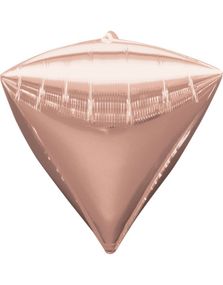 3 stk Rosé Gullfarget Metallisk Diamondz Folieballong 50x38 cm