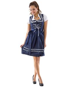 Blå og hvit Luksus Oktoberfestkjole med Prikker