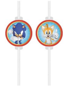 4 stk Papirsugerør med Pappmotiv - Sonic the Hedgehog