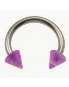 Rund Øyenbrynspiercing med Lilla Spike Kuler - 1.2 x 8 mm