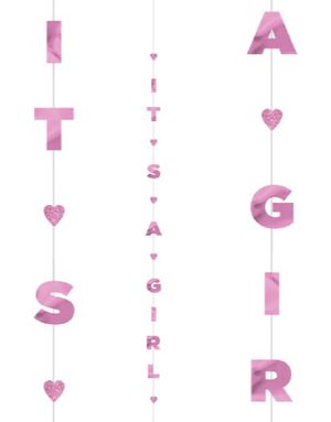 Its a Girl - Rosa Metallisk Ballonghale 182 cm