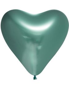 6 stk 30 cm - Glossy Grønne Hjerteballonger