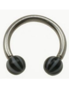 Rund Øyenbrynspiercing med Svarte og Hvite Kuler - 1.2 x 8 mm
