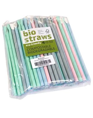 125 stk Miljøvennlige Pastellfargede Sugerør med Skje