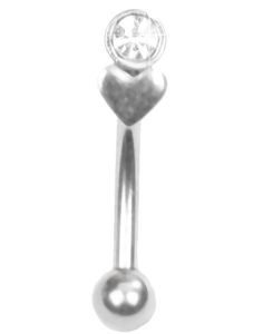 Øyenbrynspiercing med Hjerte og Klar Sten - 1.2 x 8 mm