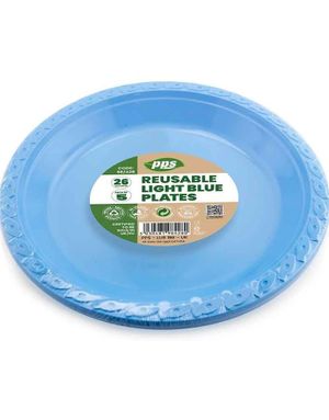 5 stk Store Blå Gjenbrukbare Tallerkener i Plast 26 cm