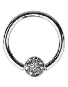 BCR Piercing with Sprakling Grey Stone