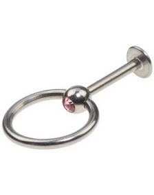 Labrett med Rosa Sten og Slavering - 1,2 x 8 mm