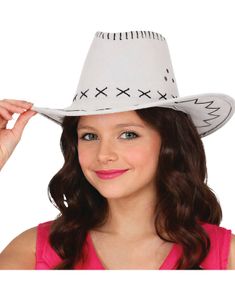 Hvit Cowboyhatt med Sømdetaljer til Barn
