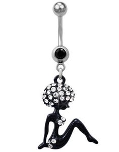 Afro Girl Navlepiercing - Svart