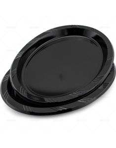 8 stk Svarte Gjenbrukbare Ovale Plasttallerkener/Serveringsfat 29,5x23 cm