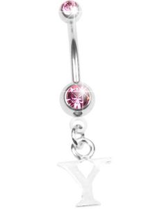 Navlepiercing med Bokstaven Y & Rosa Stener