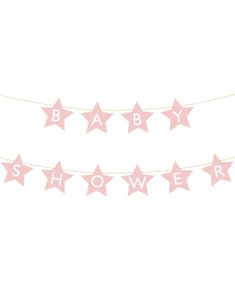 Rosa og Hvitt Stjerneformet Babyshower Banner 290 cm