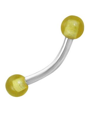 Banana Øyenbrynspiercing med Runde Gule Kuler - 1.2 x 8 mm