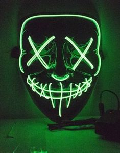 Svart El Wire Purge Maske med Grønn og Blå LED-Lys