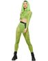Gjennomsiktige Grønne Crop Top og Leggings med Glitrende Cannabis Blader