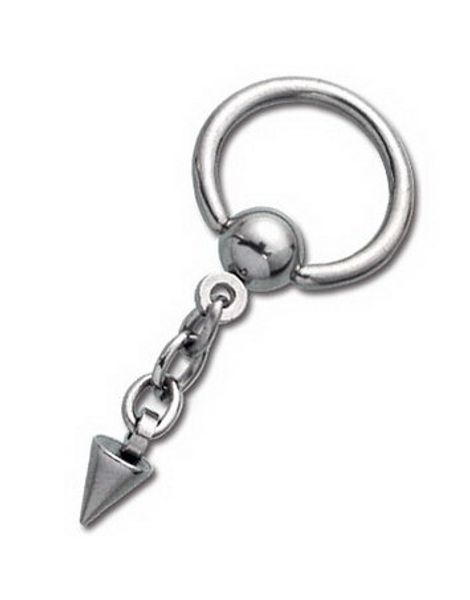 Silver BCR Piercing with Haning Spike - 1.6 mm x 10 mm