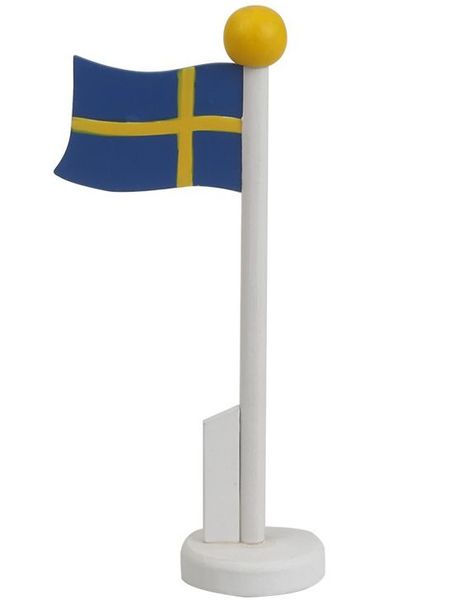 Svensk Bordflagg med Stett av Tre 15 cm