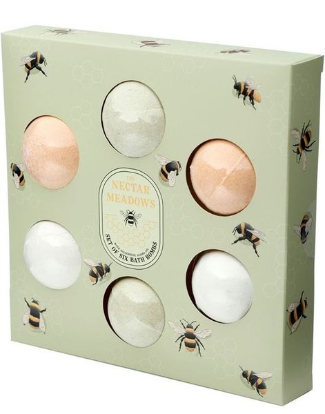 6 Pack Nectar Meadows - Badebomber med Appelsinblomst og Honningduft i Gavepakke 420 gram