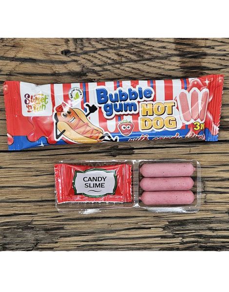 S&F Bubblegum Hot Dog - Pølseformet Tyggegummi med Godterislim Ketchup