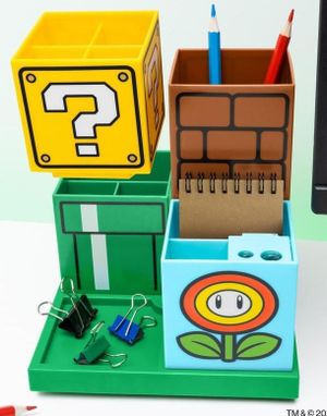 Praktisk Super Mario Skrivebords Organizer - Nintendo Lisensiert