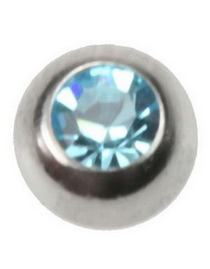Big Light Blue Stone - 8 mm Stålkule til 1,6 mm Stang - NB! Sidehull