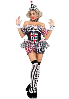 Darling Harlequin - Harlekin/Klovnekostyme til Dame