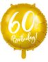60th Birthday - Rund Gullfarget Folieballong 45 cm