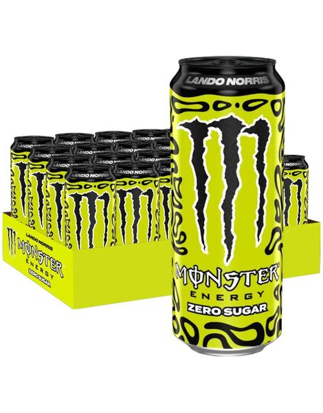 24 stk Monster Lando Norris Zero Sugar 500 ml - Sukkerfri Energidrikk - Helt Brett