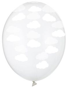 6 stk. Klare Ballonger med Skyer 30 cm