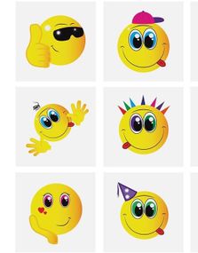 6 stk Små Midlertidige Smileys Tatoveringer