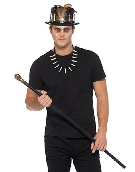 Voodoo Sett med Hatt, Smykke og Stokk