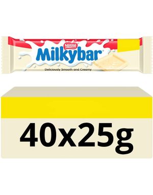 40 stk Nestle Milkybar White - Hvite Sjokoladeplater - Hel Eske 1 kg