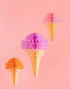 3 stk Pastellfarget Iskrem Honeycomb 20-30 cm