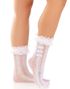 Ankelsokker med Hjerter, Rysjekant og Mini-Sløyfer – Hvit
