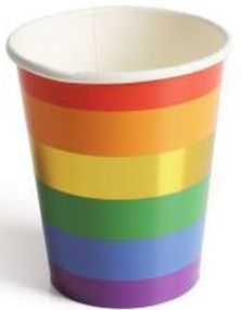 10 stk Regnbuekopper med Gullstripe 266 ml - Golden Rainbow