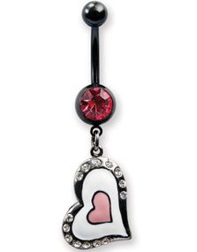 New Love Navlepiercing med Stener - Hvit