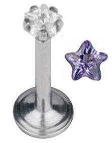 Labrett Piercing med Stjerneformet Lilla Sten