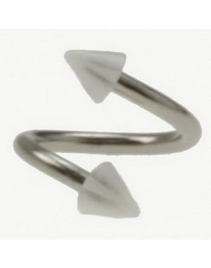 Curve Øyenbrynspiercing med Hvit og Gjennomsiktig Spikes - 1.2 x 8 mm