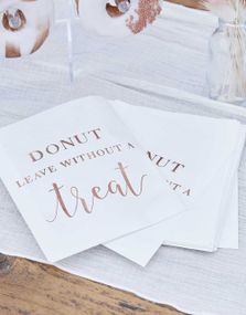 20 stk. "Donut Leave Without a Treat" Godtposer med Rosegullfoliert trykk 17x12 cm - Pampas