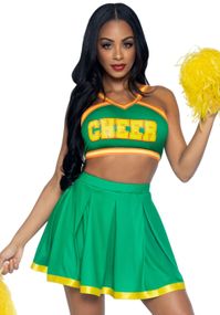 Cheerleader Kostyme i Grønnt og Gult