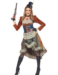 Stilig Steampunk Kostyme med Hansker og Minihatt