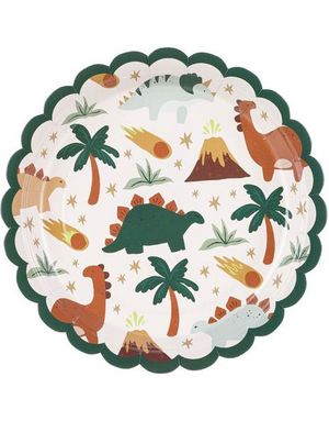 6 stk Dinosaur Papptallerkener 18 cm